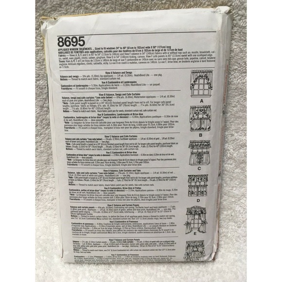 Simplicity 8695 Appliqued Window Treatments Sewing Pattern - Picture 2 of 6